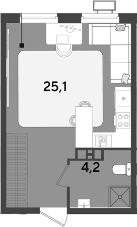 Студия, 29.3 м², 6/18 этаж, ЖК «Парк Победы»