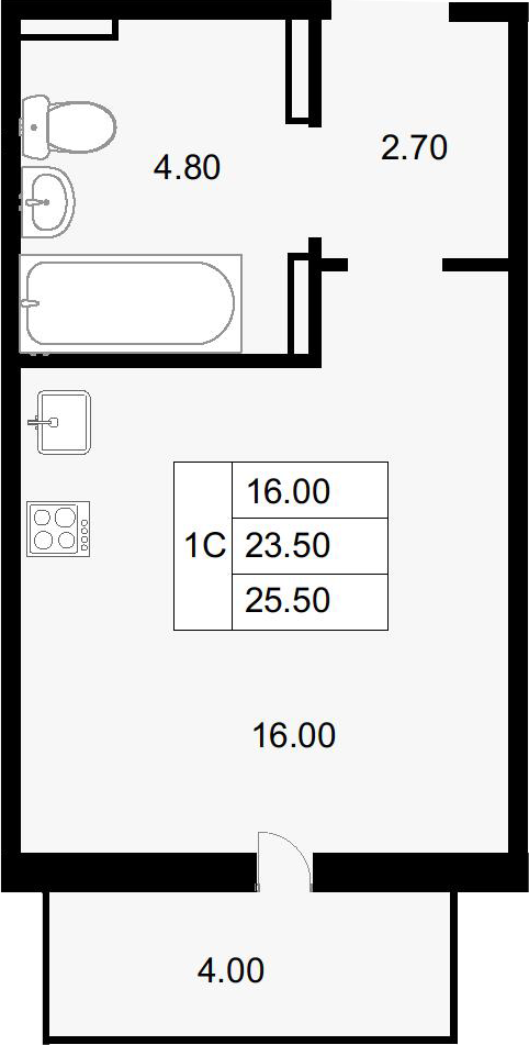 Студия, 23.5 м², 7/18 этаж, ЖК «Парк у дома»