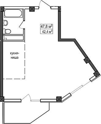 Объект, 42.4 м², 8/10 этаж, ЖК «Мармелад»