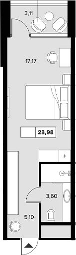 Студия, 25.87 м², 2/6 этаж, ЖК «Гостиничный комплекс Белые ночи»