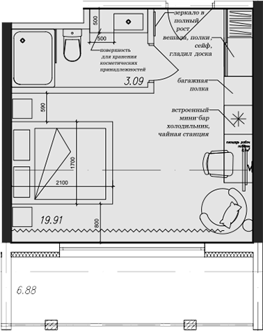 Студия, 24.8 м², 5/6 этаж, ЖК «Cosmos Stay Adler»