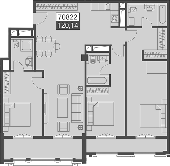 Объект, 120.14 м², 6/7 этаж, ЖК «Красная поляна 540»