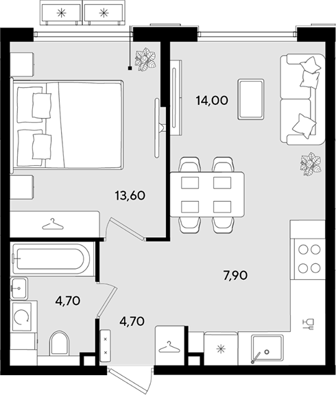 Продается 2-комн. квартира, 44.9 м²