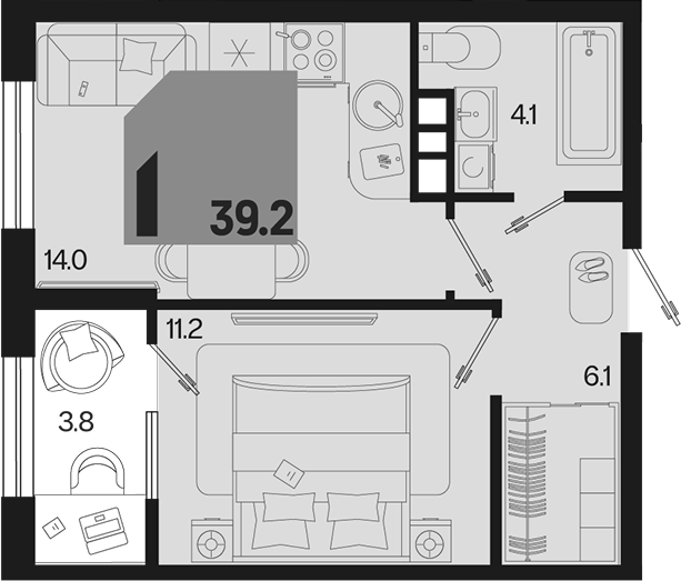 Продается 1-комн. квартира, 35.4 м²