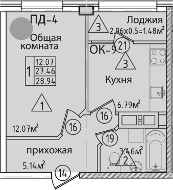 1-комн. Курганная