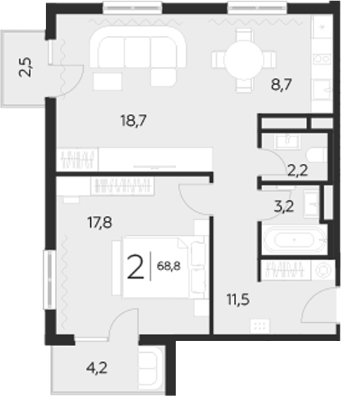1-комн., 62.1 м², 4/8 этаж, ЖК «LeePrime Residences Polyana Sochi»