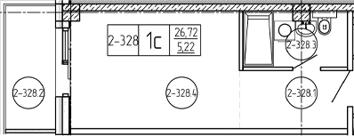Студия, 26.72 м², 3/9 этаж, ЖК «Лучи»
