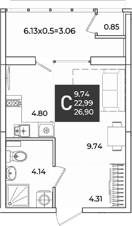 Продается 1-комн. квартира, 22.99 м²