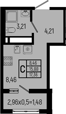 Студия, 15.88 м², 7/9 этаж, ЖК «Ботаника Хиллс»