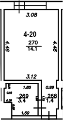Студия, 18.9 м², 4/4 этаж, ЖК «The Manor»