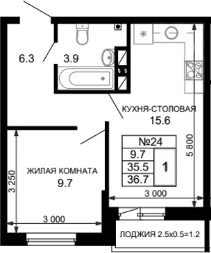 1-комн., 35.85 м², 13/16 этаж, ЖК «Дыхание (АСК)»