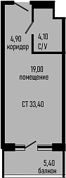 Студия, 28 м², 4/8 этаж, ЖК «Курортный отель Алеан Селект Агой»