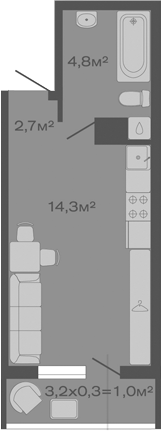 Продается 1-комн. квартира, 21.8 м²