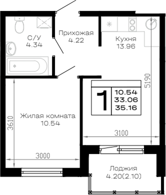 1-комн. Усадьба Гостагаевская