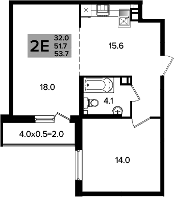 3-комн., 51.7 м², 8/16 этаж, ЖК «Сармат»
