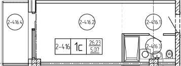 Студия, 26.83 м², 4/9 этаж, ЖК «Лучи»