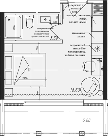 Студия, 23.73 м², 5/6 этаж, ЖК «Cosmos Stay Adler»