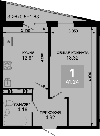 Продается 1-комн. квартира, 40.21 м²