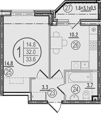Продается 1-комн. квартира, 32 м²