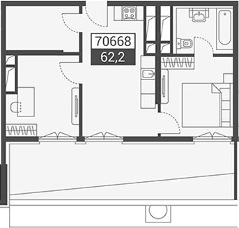Продается 1-комн. квартира, 62.2 м²