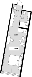 Студия, 29.86 м², 8/8 этаж, ЖК «Гостиничный комплекс Белые ночи»