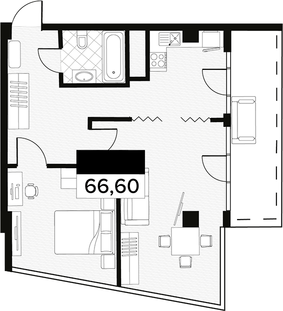 Объект, 66.6 м², 4/14 этаж, ЖК «Горизонт. AVA Сочи»