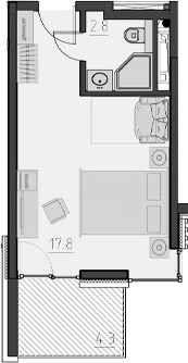 Студия, 20.6 м², 8/11 этаж, ЖК «Cosmos Кurortny Hotel»