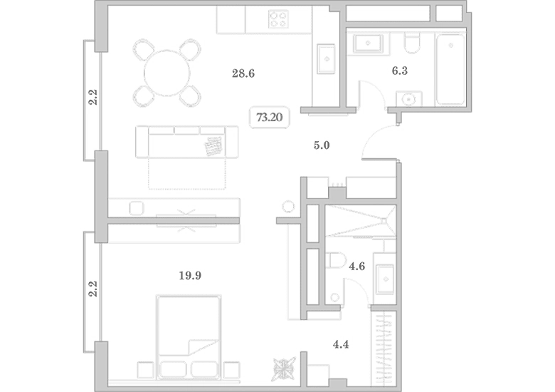 Продается 2-комн. квартира, 68.8 м²