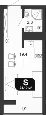 Студия, 22.2 м², 17/19 этаж, ЖК «Сочи Парк»