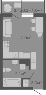 Продается 1-комн. квартира, 19.1 м²