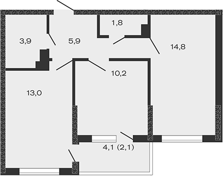 2-комн., 49.6 м², 2/4 этаж, ЖК «Дзенпарк»