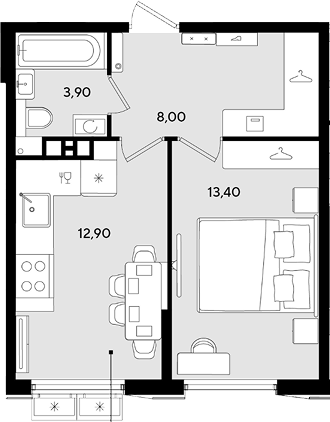 Продается 1-комн. квартира, 38.2 м²