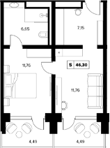 1-комн., 37.32 м², 8/16 этаж, ЖК «Гостиничный комплекс Белые ночи»