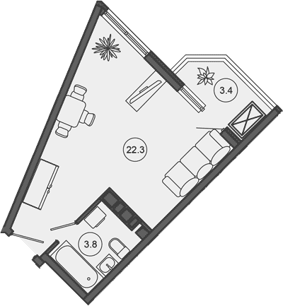 Студия, 26.1 м², 6/10 этаж, ЖК «Гостиничный комплекс GREENMONT»