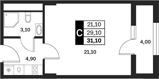 Студия, 29.1 м², 2/9 этаж, ЖК «Аксис Патриот»
