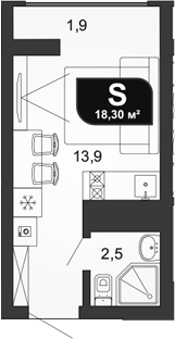 Студия, 16.4 м², 17/19 этаж, ЖК «Сочи Парк»