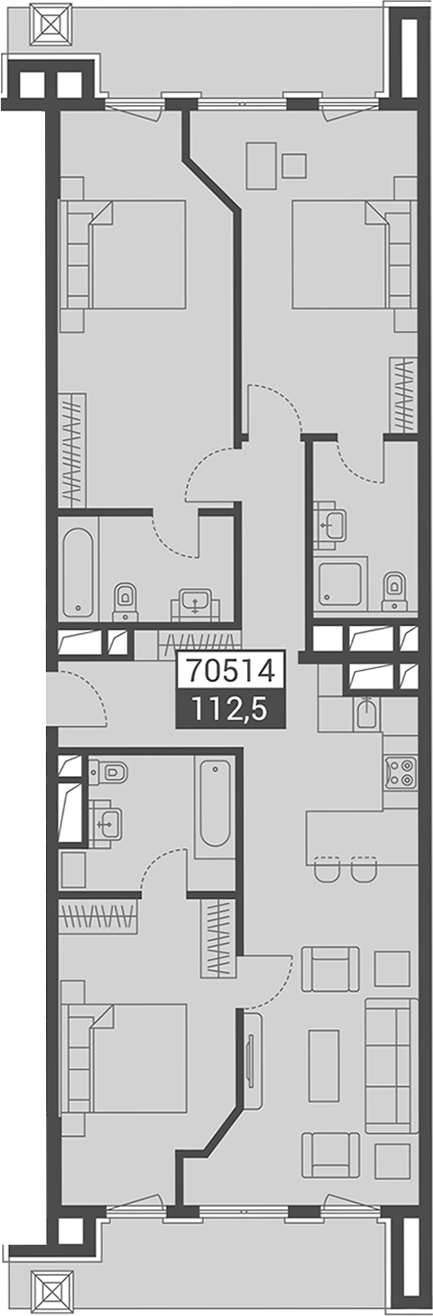 Объект, 112.5 м², 3/7 этаж, ЖК «Красная поляна 540»