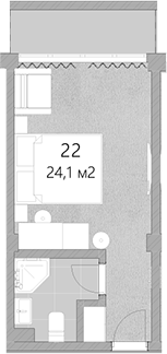Студия, 24.1 м², 3/3 этаж, ЖК «Грейс Лазурь»