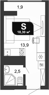 Студия, 16.4 м², 15/19 этаж, ЖК «Сочи Парк»