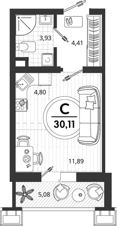 Продается 1-комн. квартира, 25.03 м²