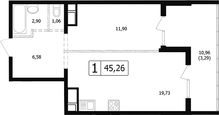 Продается 2-комн. квартира, 39.11 м²