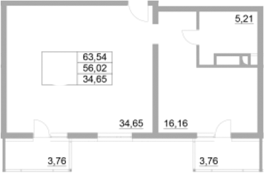 1-комн., 56.02 м², 1/8 этаж, ЖК «Времена года. Бэст Торг»
