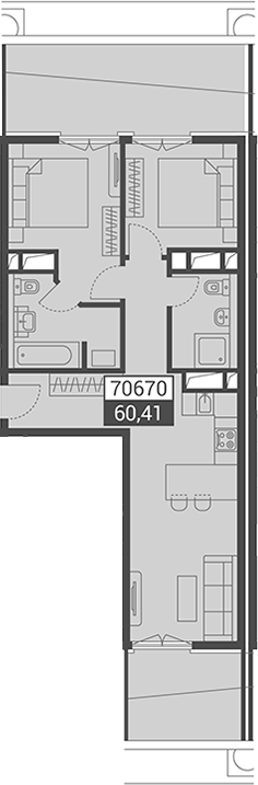 Объект, 60.41 м², 7/7 этаж, ЖК «Красная поляна 540»