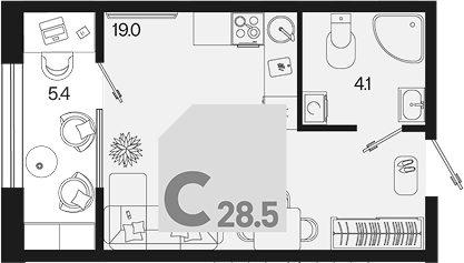 Продается 1-комн. квартира, 23.1 м²