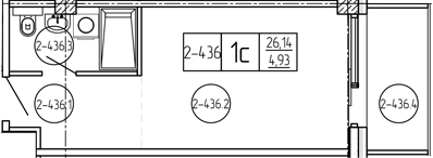 Студия, 26.14 м², 4/9 этаж, ЖК «Лучи»