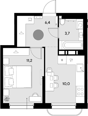 1-комн., 31.3 м², 14/18 этаж, ЖК «Грейд»