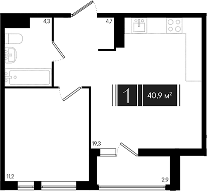 2-комн., 39.45 м², 16/18 этаж, ЖК «Эрмитаж»
