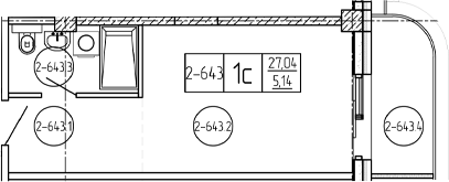 Студия, 27.04 м², 6/9 этаж, ЖК «Лучи»