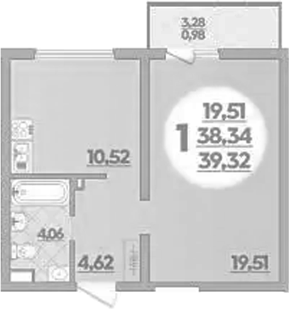 Продается 1-комн. квартира, 38.34 м²