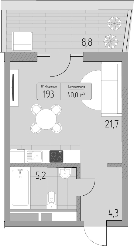 Студия, 31.2 м², 2/9 этаж, ЖК «Морелло»